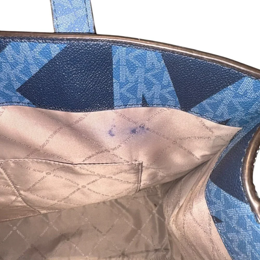 Michael Kors Kenly Large Logo Print Tote Blue (Chambray)